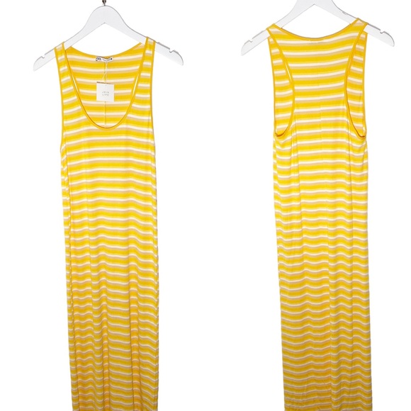 NWT Zara Sleeveless Ribbed Knit Striped Dress Yellow Size Small - Picture 3 of 8